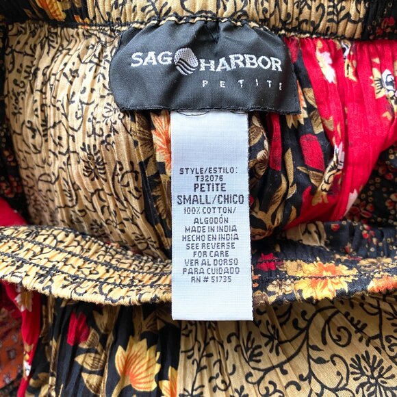 Vintage Gauze Maxi Skirt Mixed Print Crinkle Skirt Multi-colored Long Skirt - S - Picture 3 of 6